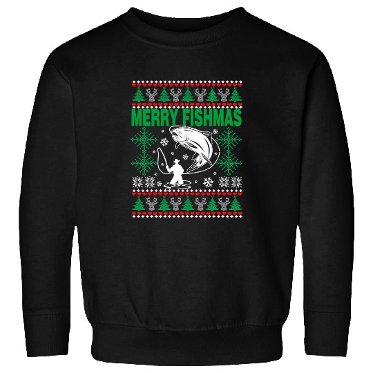 Fishing Fun Merry Fishmas Funny Fishing Ugly Christmas Sweater Boy Men 516 Sweatshirts