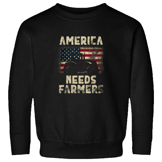 Tractor Fun driving America Needs Farmers Tractor American Flag 8 Sweatshirts