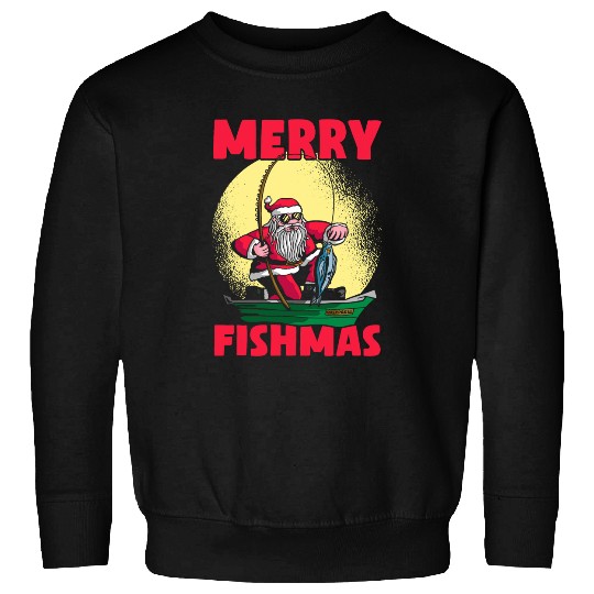 Fishing Fun Merry Fishmas Funny Fishing Santa Angler xmass Sweatshirts
