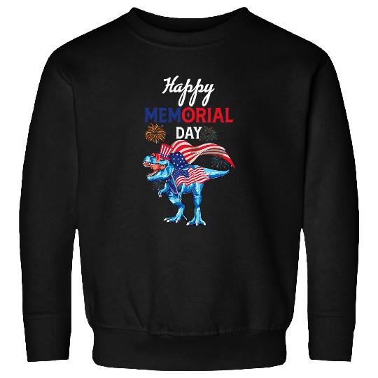 Dinosaur Pet Happy Memorial Day 4th Of July Dinosaur Firework USA Flag Sweatshirts