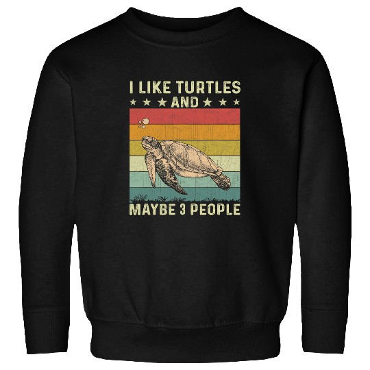 Turtle Pet I Like Turtles and Maybe 3 People Retro 60s 70s Sweatshirts