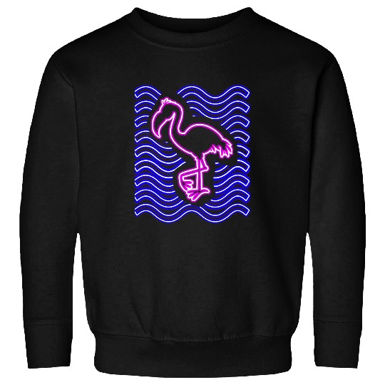 Flamingo Pet Neon Pink Flamingo 80s Glow Party Retro Gift Design Sweatshirts