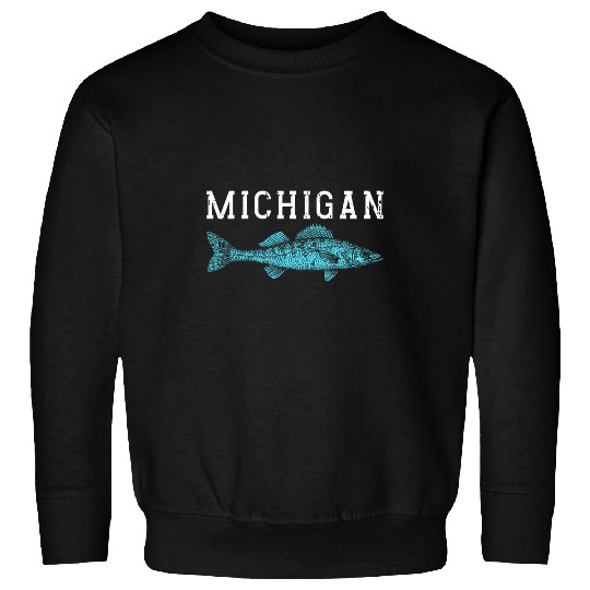Fishing Fun Michigan Walleye Fishing Fisherman Angler Midwest Fish Sweatshirts