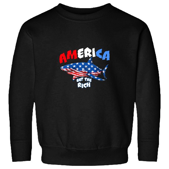 Shark Pet AMERICA EAT THE RICH SHARK ATTACH Sweatshirts