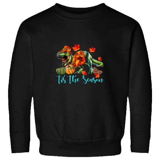 Dinosaur Pet Autumn Dinosaur Tis The Season Fall Vibes Dinosaur Pumpkin Sweatshirts