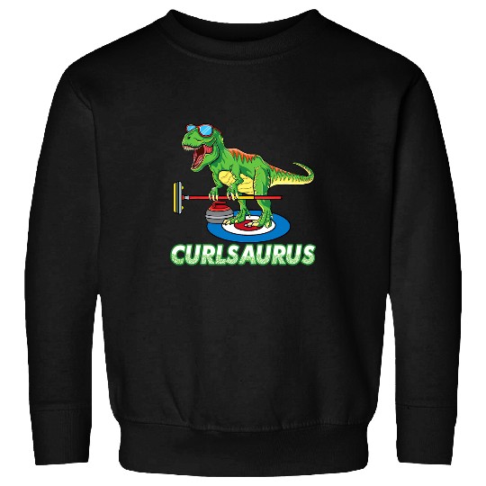 Dinosaur Pet cool Dinosaur curling T rexs curler winter ice Sports Curling Sweatshirts