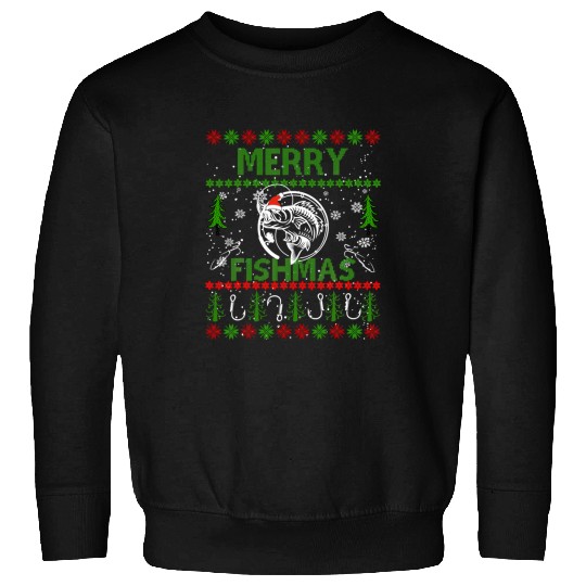 Fishing Fun Merry Fishmas Funny Fishing Ugly Christmas 140 Sweatshirts