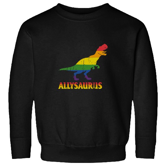 Dinosaur Pet LGBT Allysaurus Dinosaur in Rainbow Flag LGBT Ally Pride Month Sweatshirts