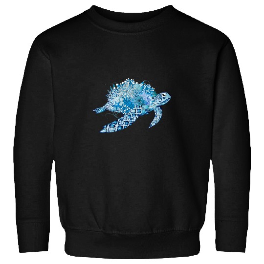 Turtle Pet Imaginative blue turtle with coral Sweatshirts