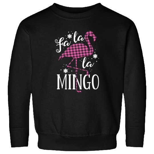 Flamingo Pet Fa La La Mingo Flamingo Christmas Pink Plaid Women Sweatshirts