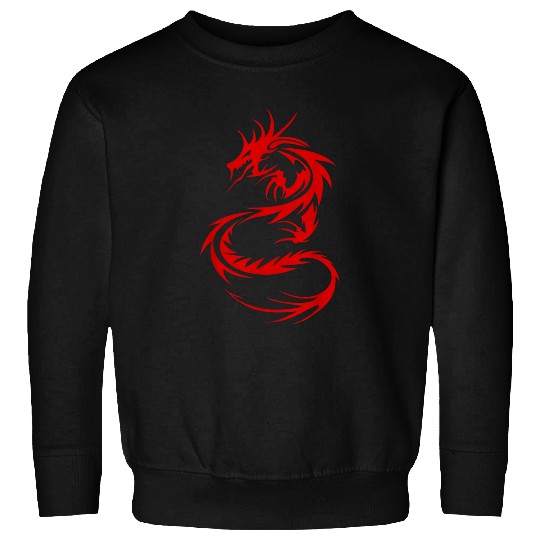 Dragon Pet Chinese Dragon Fantasy Art Tattoo Red Mythical Animal Sweatshirts