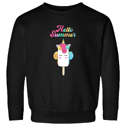 Unicorn Pet Hello Summer Cute Unicorn Ice Cream Bar Gelato Ice Popsicle Sweatshirts