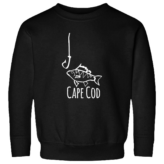 Fishing Fun Cape Cod Fishing Fish Hook Fisherman Cute Whimsy Sweatshirts