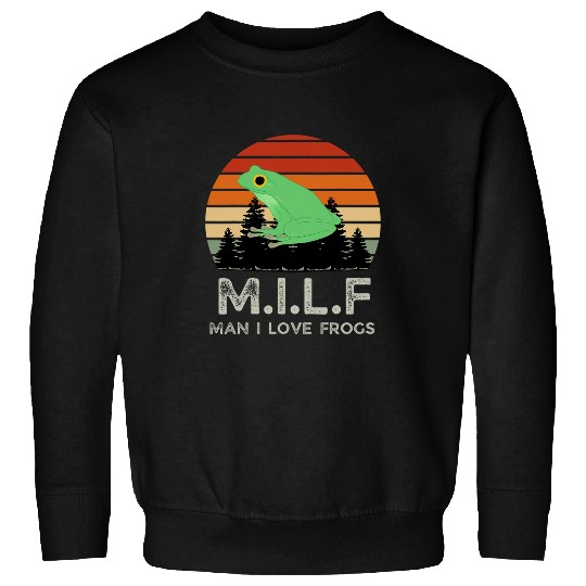 Frog Pet Retro Sun MILF Man I love Frogs Lover Sweatshirts