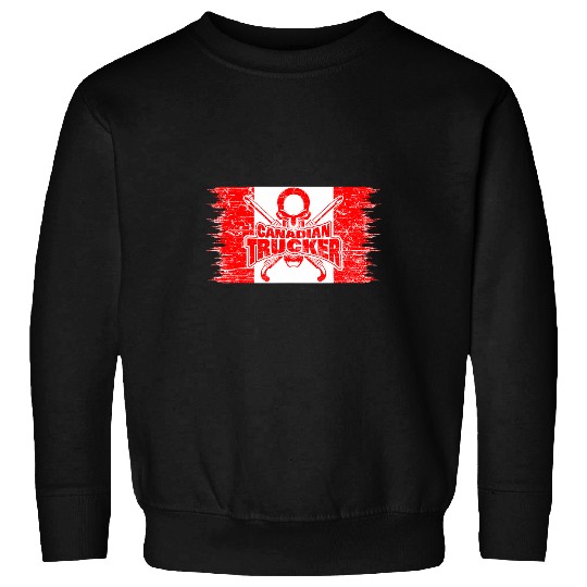 Truck Fun Proud Canadian Trucker Crossed Stacks Trucking Canada Flag Sweatshirts