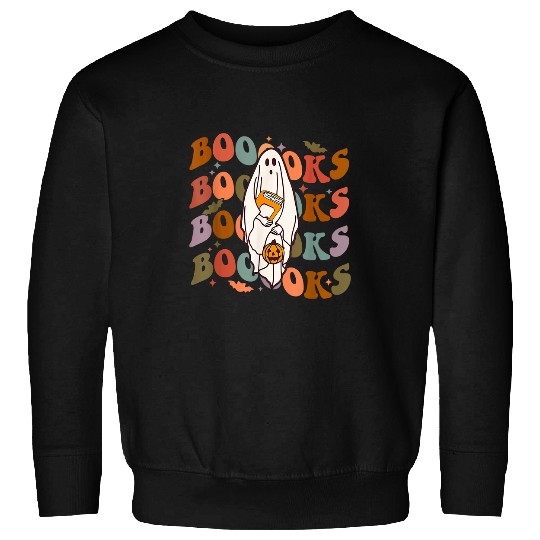 Book Fun Halloween Booooks Cute ghosts Boo Reading Books Adults Kids 4 Sweatshirts