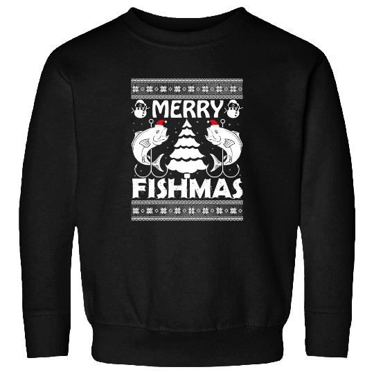 Fishing Fun Merry Fishmas Ugly Sweater for bass fishing Dad and Son 144 Sweatshirts