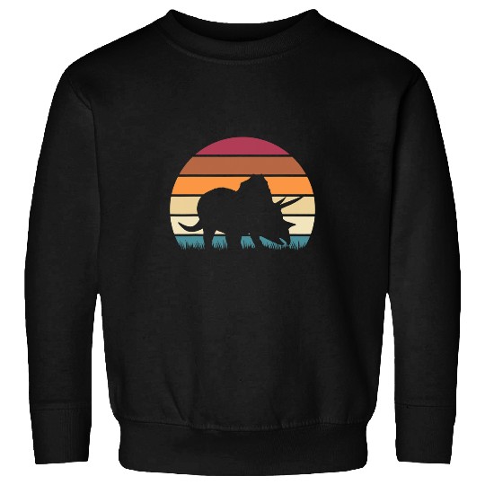 Dinosaur Pet Classic Retro Sunset Triceratops Jurassic Sweatshirts