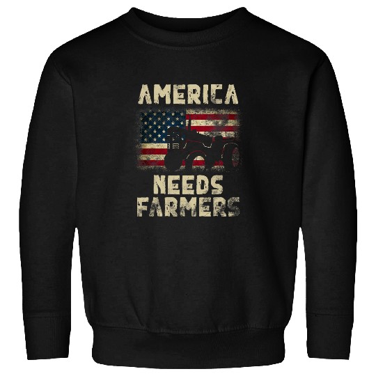 Tractor Fun driving America Needs Farmers Tractor American Flag Sweatshirts