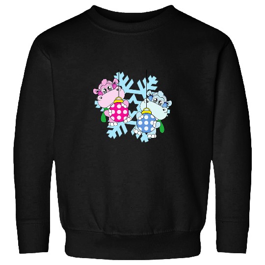 Hippo Pet Christmas Balls Winter Snowflake Snow Sweatshirts