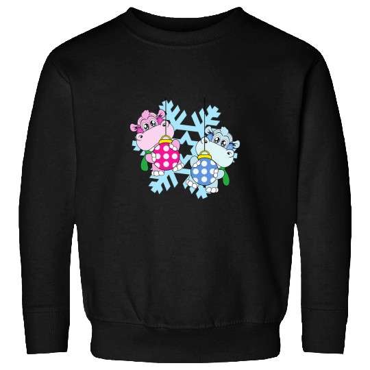 Hippo Pet Christmas Balls Winter Snowflake Snow Sweatshirts