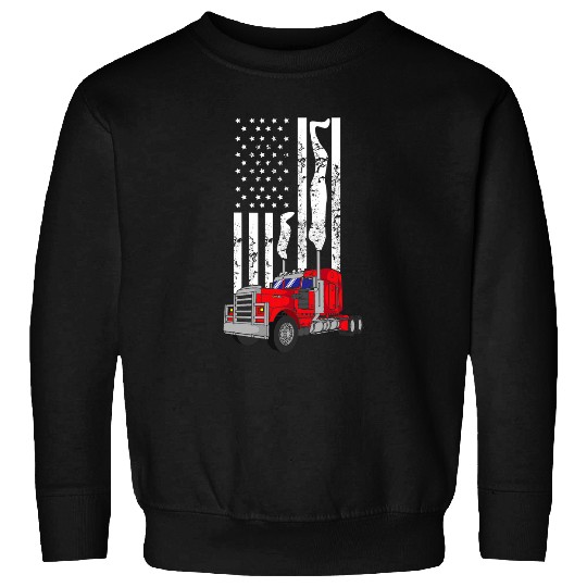 Truck Fun American Diesel Truck Flag USA Flag American Trucker Flag Sweatshirts