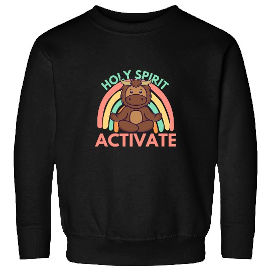 Cow Pet Himalayan Cow Yoga HOLY SPIRIT ACTIVATE Funny Yoga Pose Sweatshirts