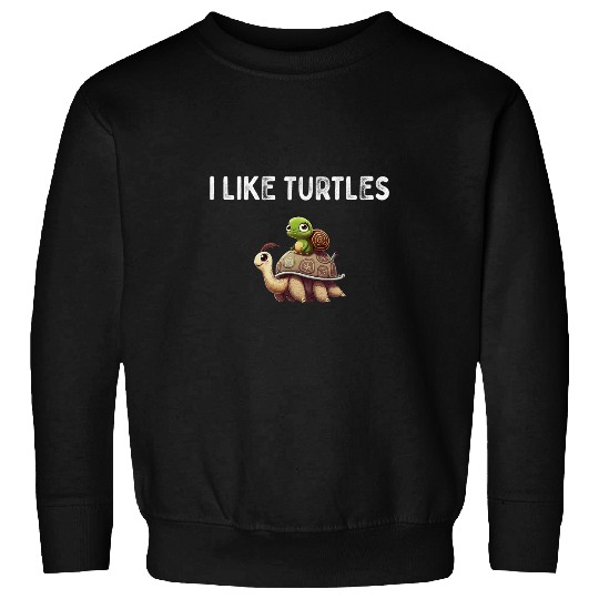 Turtle Pet I Like Turtles Cute Funny Snail Riding Sweatshirts