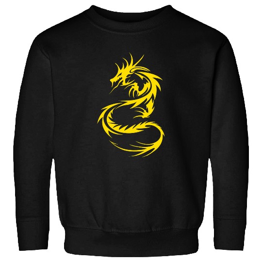 Dragon Pet Chinese Dragon Fantasy Art Tattoo Gold Mythical Animal Men Sweatshirts