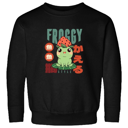 Frog Pet Kawaii Strawberry Frog Toad Hat 90s Cottagecore Aesthetic Sweatshirts