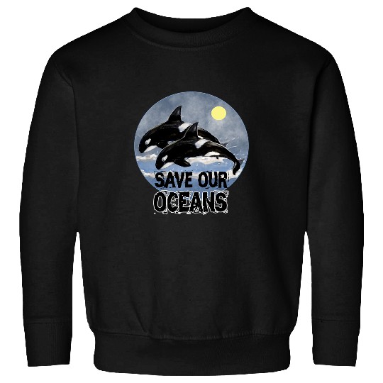 Whale Pet Save Our Oceans Orca Killer Whale Art Retro Style Climate 1 Sweatshirts
