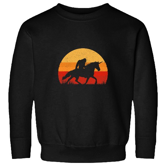 Unicorn Pet Retro vintages Bigfoot Riding Unicorn Funny Sasquatch Sunset Sweatshirts