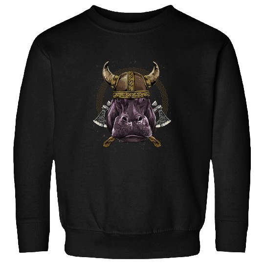 Hippo Pet Viking Hippopotamus Renaissance Norse Pagan Valhalla Animal Sweatshirts