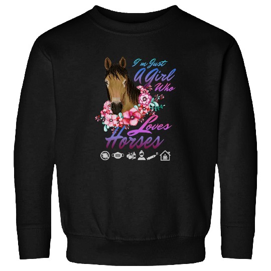 Horse Pet Just A Girl Who Loves Horses Graphic Plus Size Tee Sweatshirts