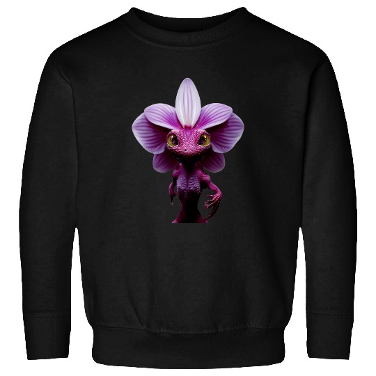 Gecko Pet Orchid Kobold Flower Purple Character Gecko Fantasy Magical Sweatshirts