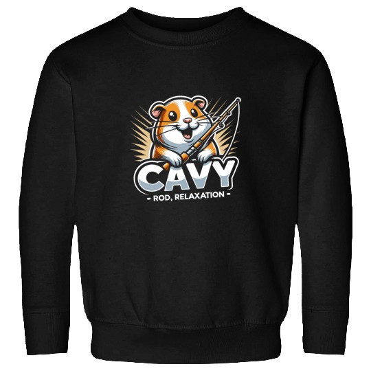 Fishing Fun Cavy Rod Relaxation Peaceful Cavy Fishing Designs Sweatshirts