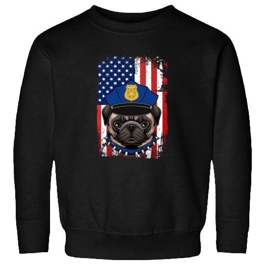 Pug Pet Police Pug Back The Blue Law Enforcement Appreciation Sweatshirts