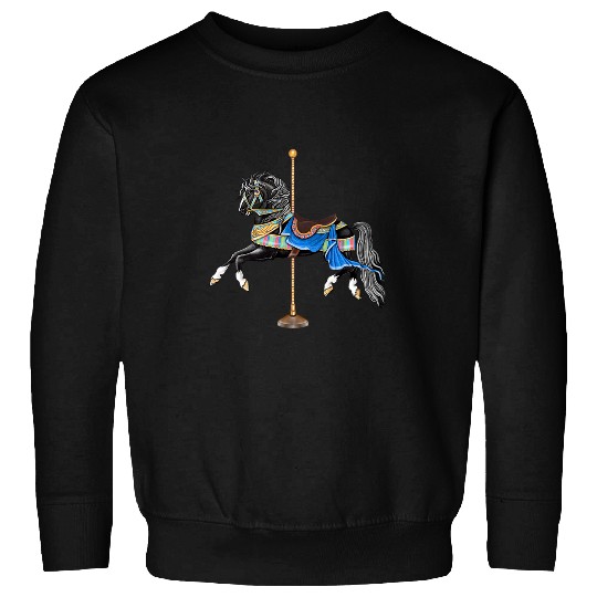 Horse Pet Black Stallion Carousel Horse 3 Sweatshirts