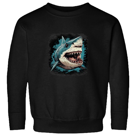 Fishing Fun fierce great white shark large sharp teeth deep sea fishing Sweatshirts