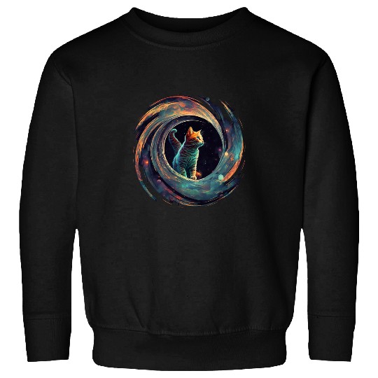 Astronaut Outer Space Kitty on Galaxy Cat Lover Sweatshirts