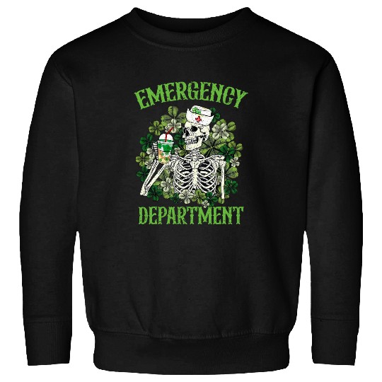 nurses Job Emergency Department Skeletons Latte ER nurses St Patricks Day Sweatshirts