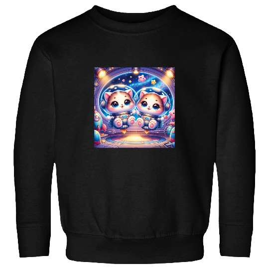 Astronaut Job Cats Space Galaxy Cute For Girls Women Astronaut Kittens Cat Sweatshirts