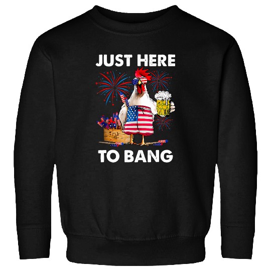 Beer Fun 4Th Of July Fireworks Chicken Beer Just Here To Bang Sweatshirts