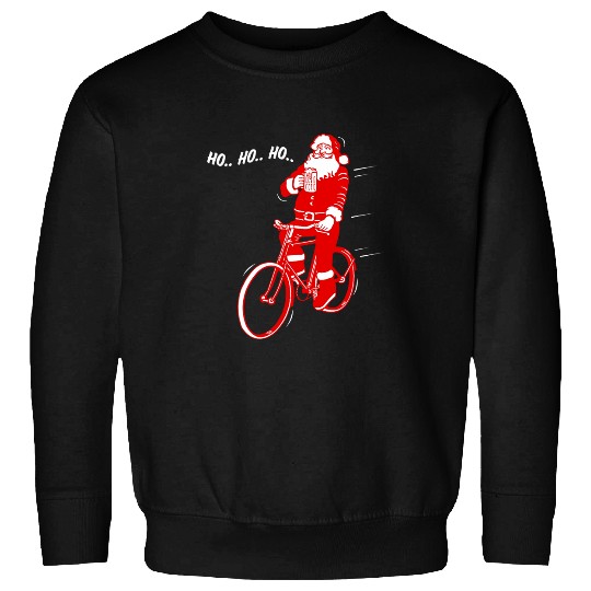 Beer Fun Ho Ho Ho Santa Drinking Beer on an Old Fashioned Bicycle Sweatshirts
