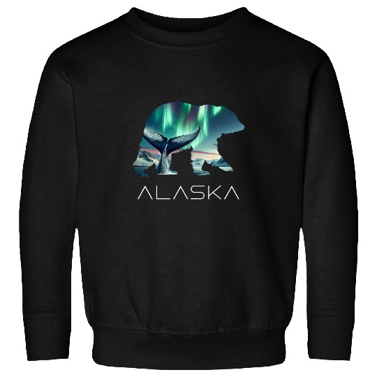 Bear Pet Alaska 2024 Bear Whale and Mountains Alaskan Tourist Cruise Sweatshirts
