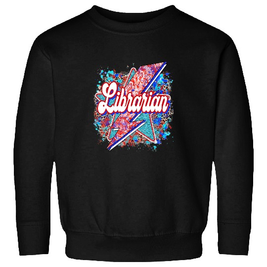 Book Fun Leopard Lightning Bolt Librarian Teacher Book School Library Sweatshirts