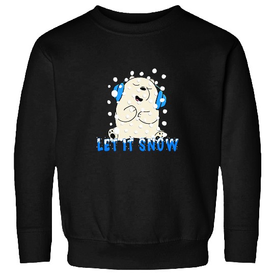 Bear Pet Cute Let It Snow Singing Polar Bear with Headphones Sweatshirts
