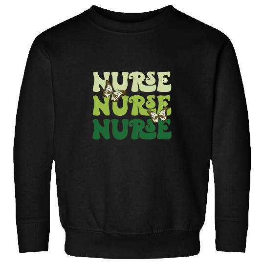 nurses Job Retro Nursing Butterflies Greens vintages Nursing Design RN Sweatshirts