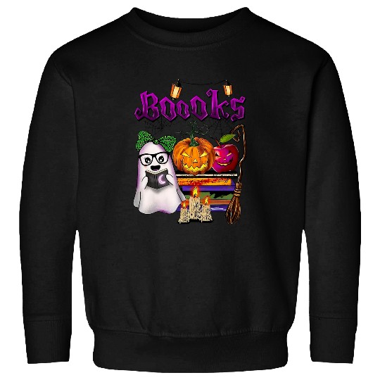 Book Fun Booooks Cute ghosts Reads Book Halloween Teacher Librarian Sweatshirts