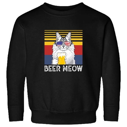 Beer Fun Maine Coon Cat Beer Meow Sweatshirts